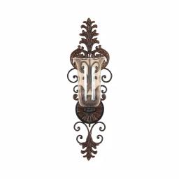 LITTON LANE Antique Gold Flourished Iron Candle Sconce with Clear Glass Hurricane Shade thumbnail 4