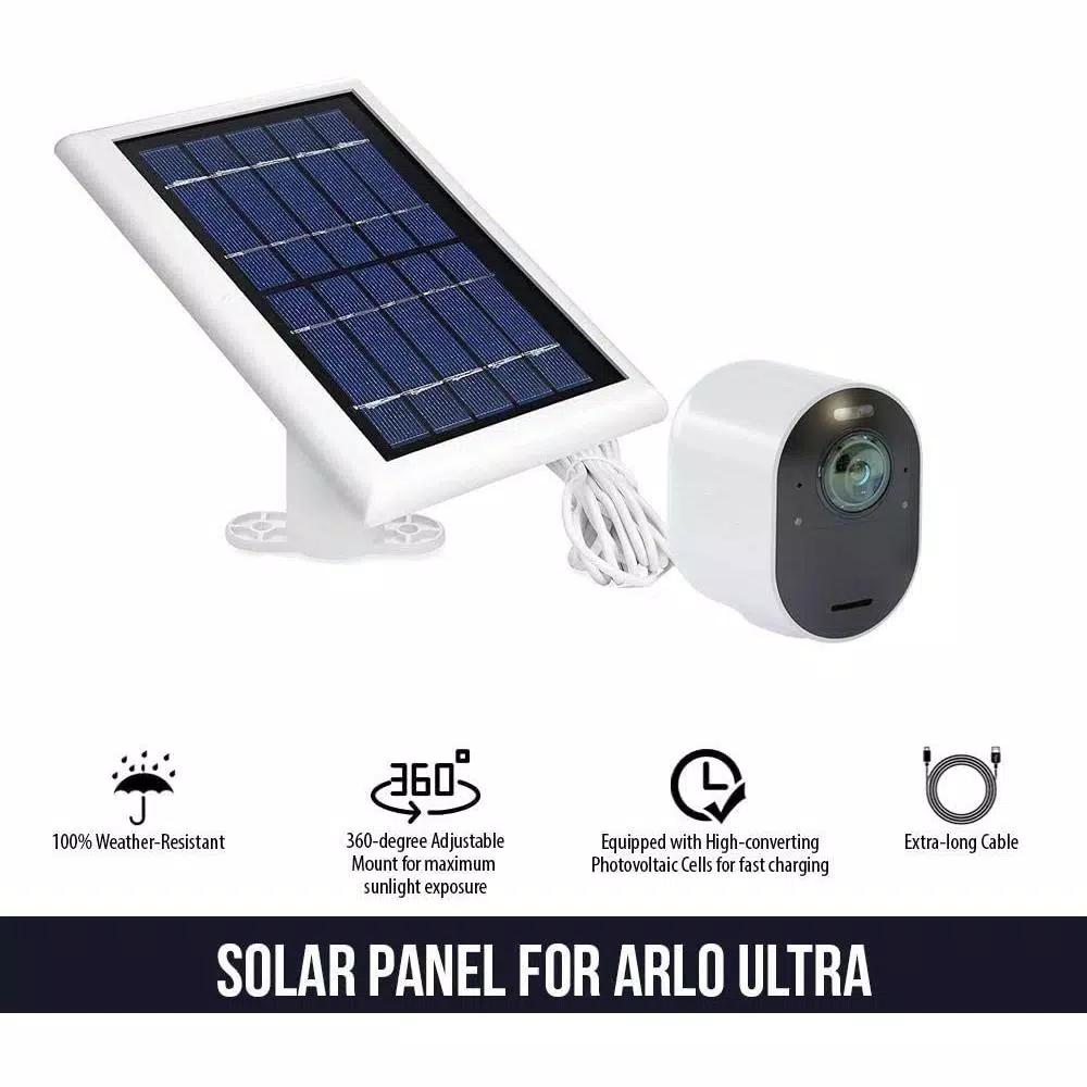 Wasserstein Solar Panel for Arlo Ultra/Ultra 2 & Pro 3/Pro 4, 13 ft. Magnetic Cable (2-Pack, White)