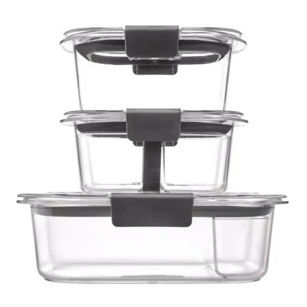 Rubbermaid Brilliance 6-Piece Food Storage Container Set, Leak-Proof Plastic Lunch Containers