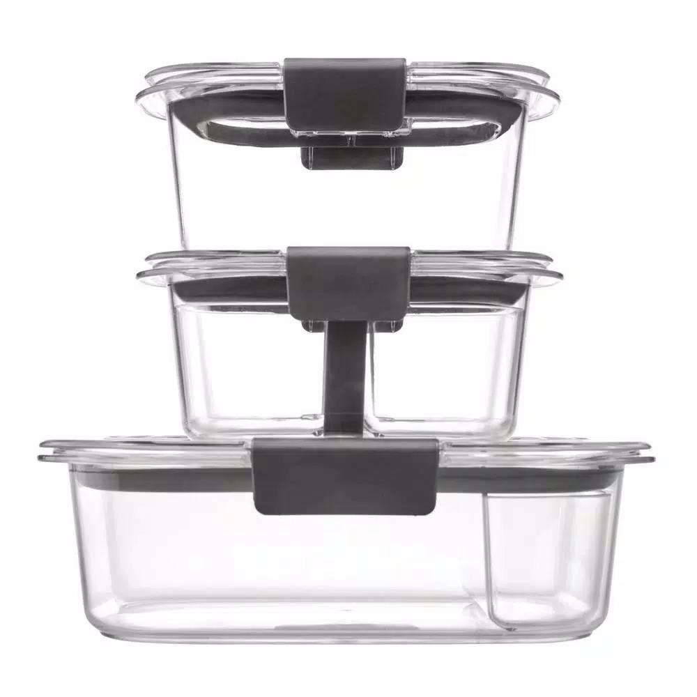Rubbermaid Brilliance 6-Piece Food Storage Container Set, Leak-Proof Plastic Lunch Containers
