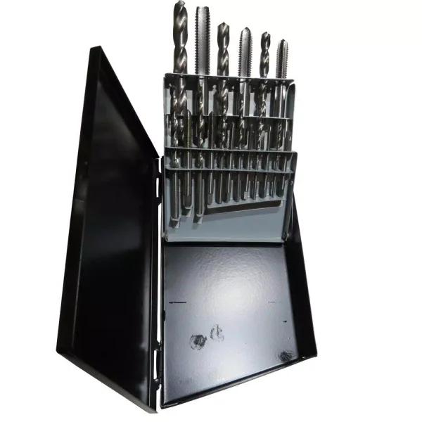 Drill America 18-Piece Metric High Speed Steel Tap and Drill Bit Set with Metal Case