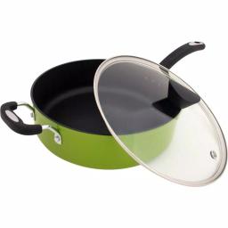 Hampton Bay Ozeri Green Earth 5.3 qt. Aluminum Ceramic Nonstick Sauce Pan with Glass Lid, Green thumbnail 1