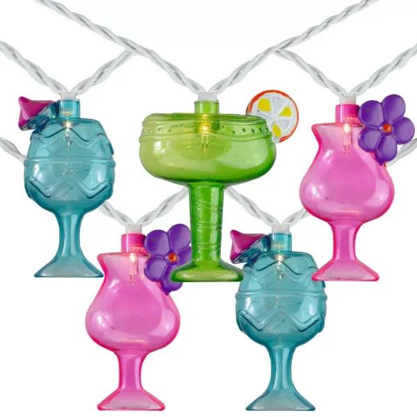 Northlight 7.5 ft. Mixed Cocktail Drink Novelty String Lights with Multi-Color Covers and White Wire