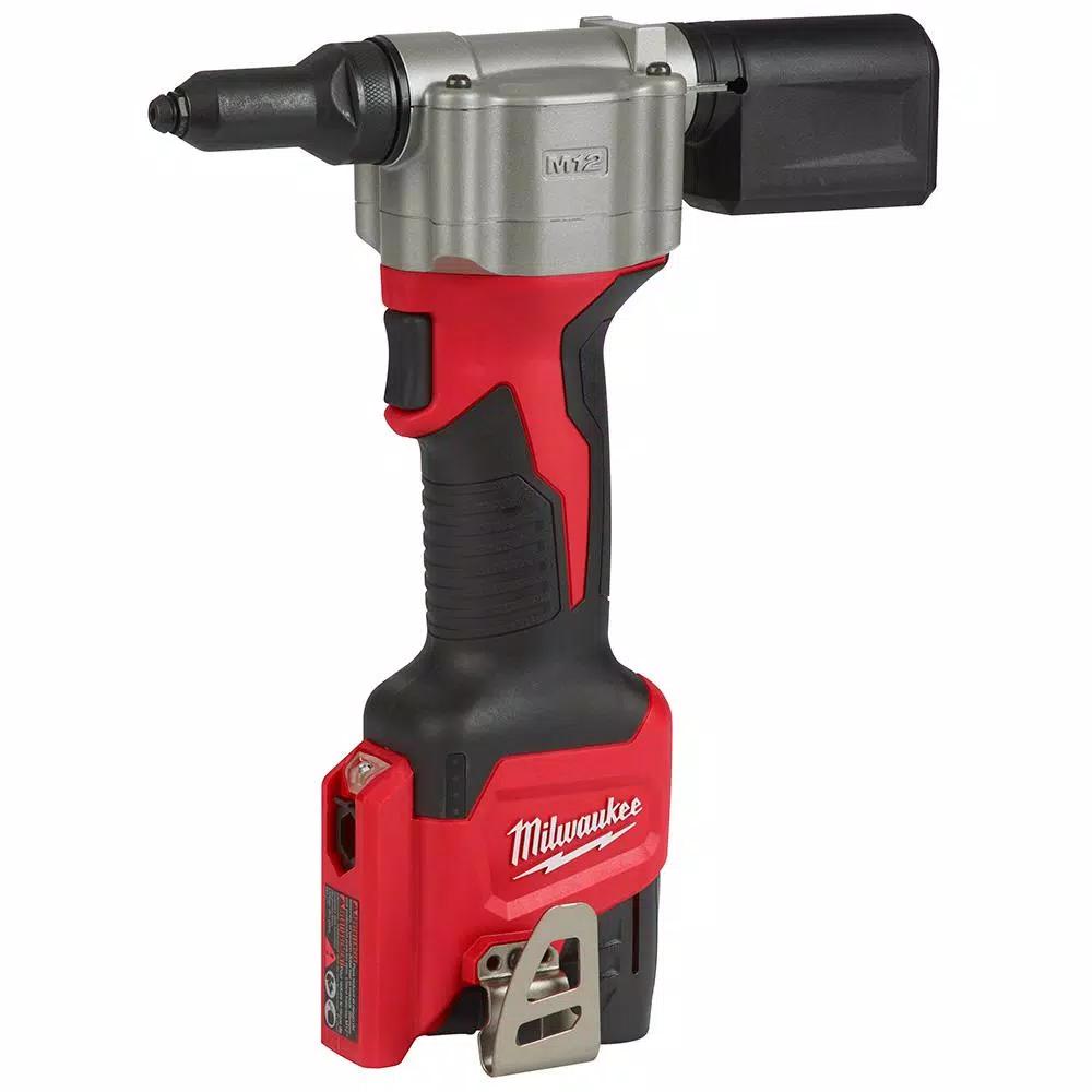 Milwaukee M12 12V Lithium-Ion Cordless Rivet Tool Kit with 3/8 in. Ratchet