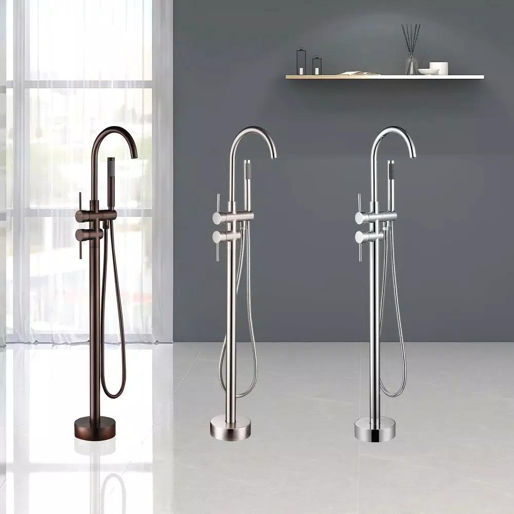 Vanity Art 46 in. Freestanding Single Handle Claw Foot Tub Faucet with Hand Shower, Oil Rubbed Bronze