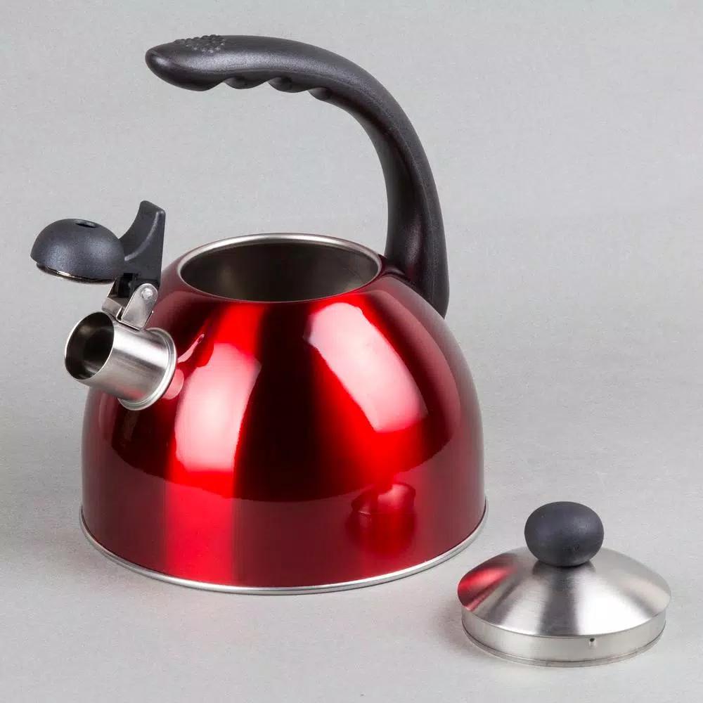 Creative Home Rhapsody 8.4-Cup Cranberry Stainless Steel Stovetop Tea Kettle with Whistle
