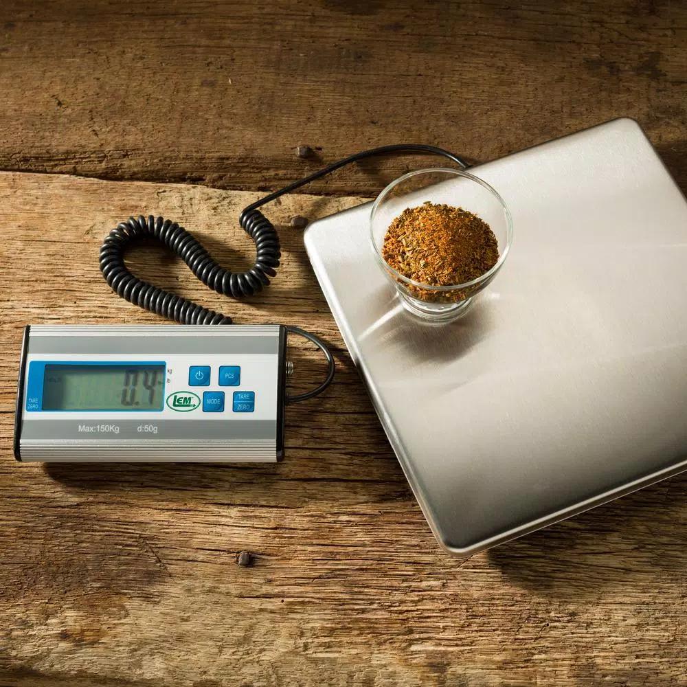 LEM 330 lb. Capacity Stainless Steel Digital Food Scale with LED Display