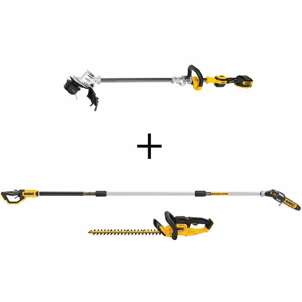 DEWALT 20V MAX Cordless Brushless 3-Tool Combo Kit: 14 in. String Trimmer, 8 in. Pole Saw & 22 in. Hedge Trimmer