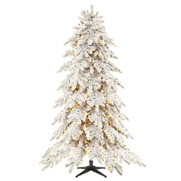 Home Decorators Collection Risch 7.5 ft. White Pine Heavy Flocked Pre-Lit LED Artificial Christmas Tree with 1000 SureBright Warm White Lights