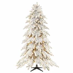 Home Decorators Collection Risch 7.5 ft. White Pine Heavy Flocked Pre-Lit LED Artificial Christmas Tree with 1000 SureBright Warm White Lights thumbnail 1