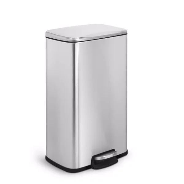 Innovaze 8 Gallon Stainless Steel Rectangular Step-On Kitchen Trash Can with Fingerprint Resistant Finish