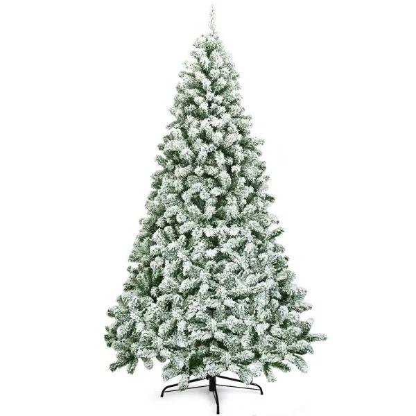 Costway 7.5 ft. Snow Flocked Hinged Pine Artificial Christmas Tree, 1346 Tips, Unlit
