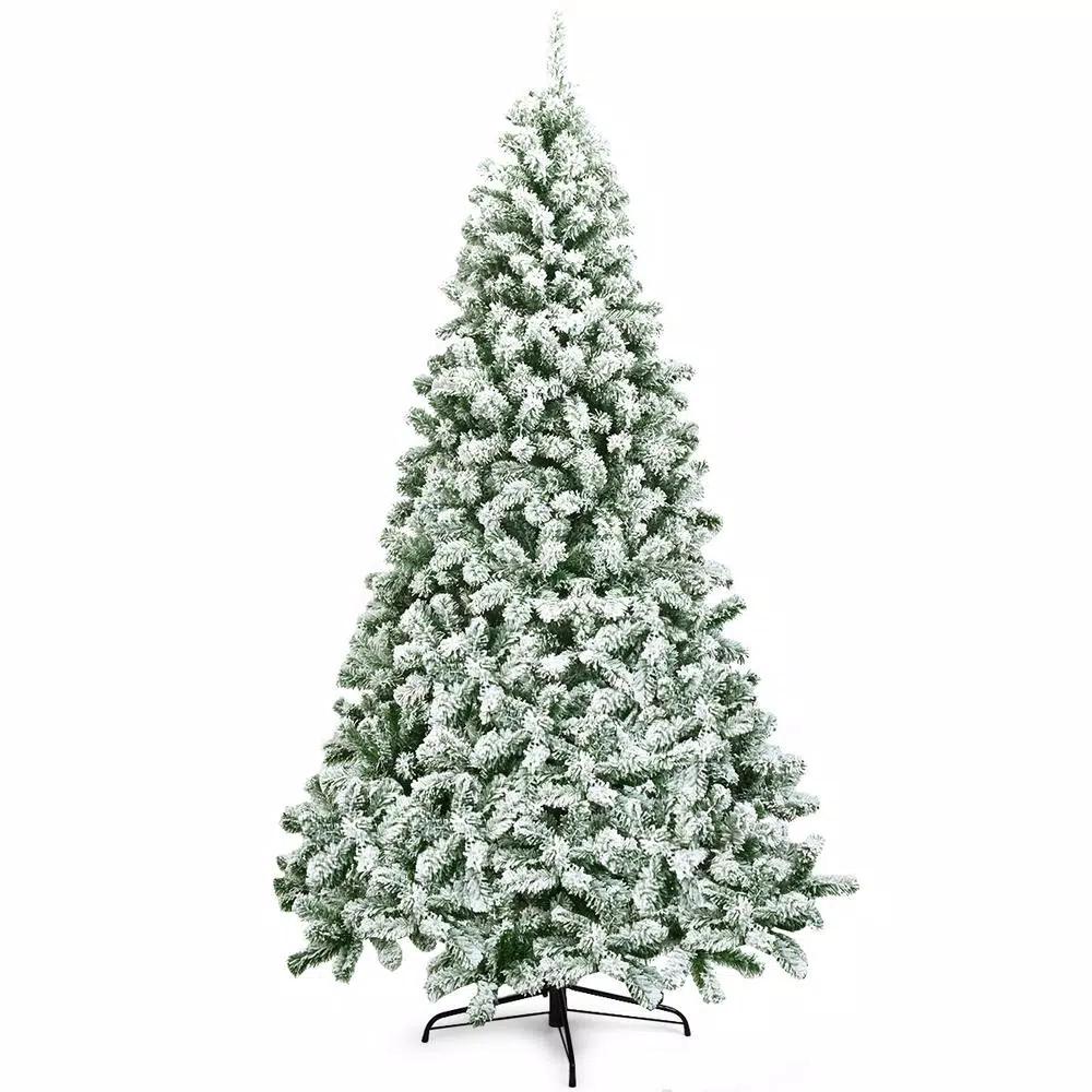 Costway 7.5 ft. Snow Flocked Hinged Pine Artificial Christmas Tree, 1346 Tips, Unlit