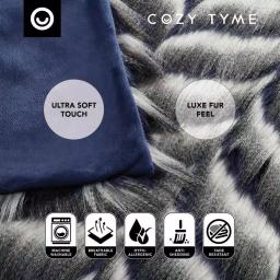 Unbranded Caron Navy Reversible Faux Fur and Micromink Throw Blanket, 50 in. x 60 in. thumbnail 6