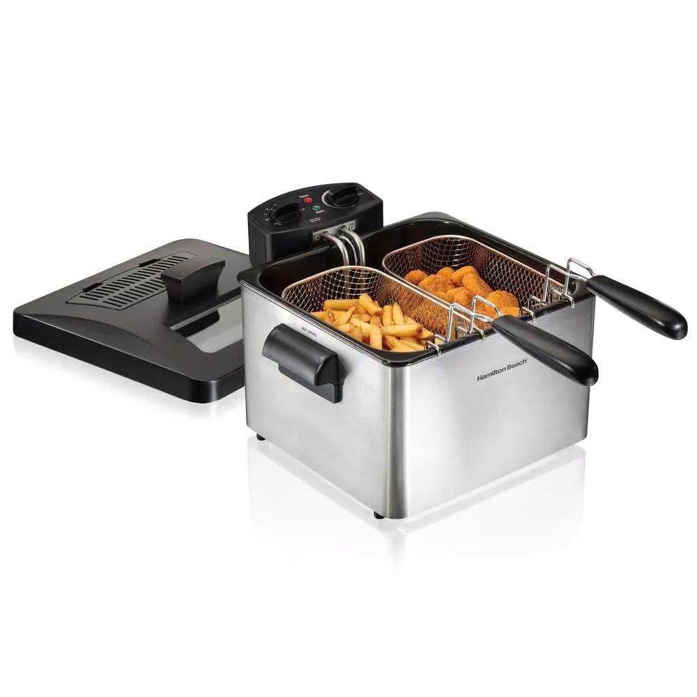Hamilton Beach Professional-Style 3-Basket Deep Fryer, 1800W, 3-Quart Stainless Steel