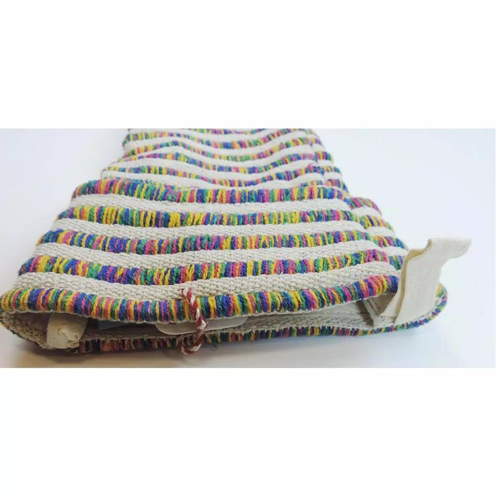 LR Home 20 in. Multi-Color Cotton Striped Christmas Stocking with Pom Pom