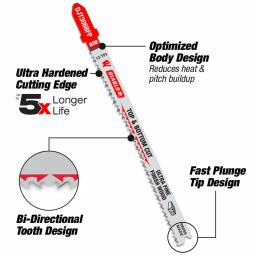 Diablo 4 in. x 10 TPI Reverse Cut Bi-Metal T-Shank Jigsaw Blades, 5-Pack thumbnail 3