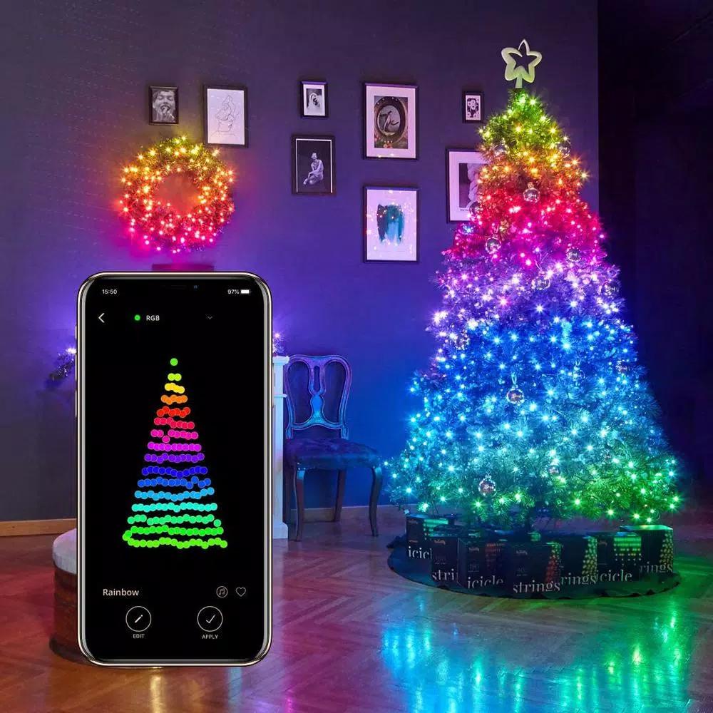 Unbranded Twinkly 100 LED Multi-Color Smart String Lights, Bluetooth & Wi-Fi Controlled, 8.2 ft