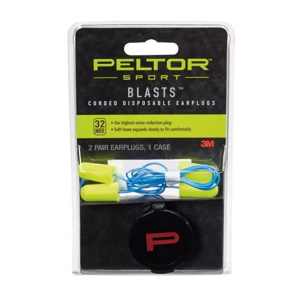 3M Peltor Sport Blasts Neon Yellow Corded Disposable Foam Earplugs, 2-Pair Pack (Case of 10)