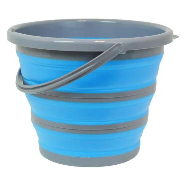 Southern Homewares 2.65 Gal. Blue Collapsible Deluxe Silicone Bucket with Stability Rings
