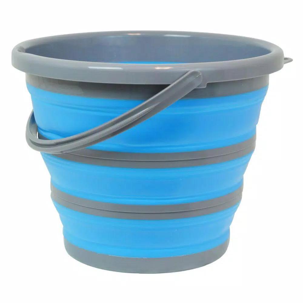 Southern Homewares 2.65 Gal. Blue Collapsible Deluxe Silicone Bucket with Stability Rings