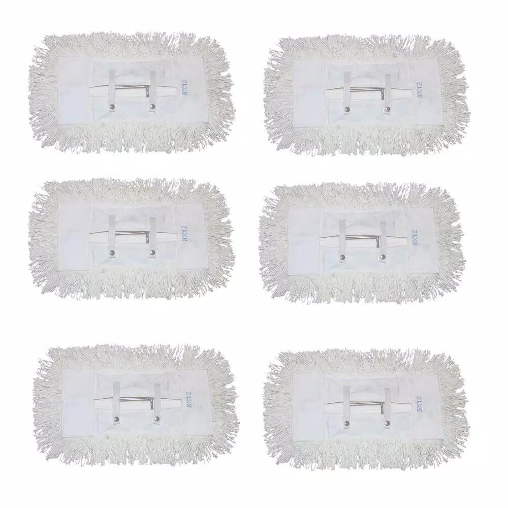 Ti-Dee American Ti-Dee 12 in. Cotton Tie-On Dust Mop Heads, 5 in. x 12 in. (6-Pack)
