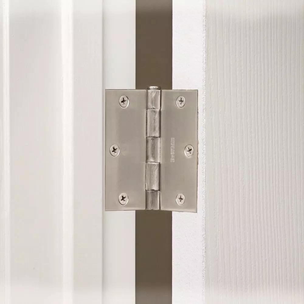 Everbilt 3-1/2 in. Square Corner Door Hinge, Satin Nickel, 24-Pack