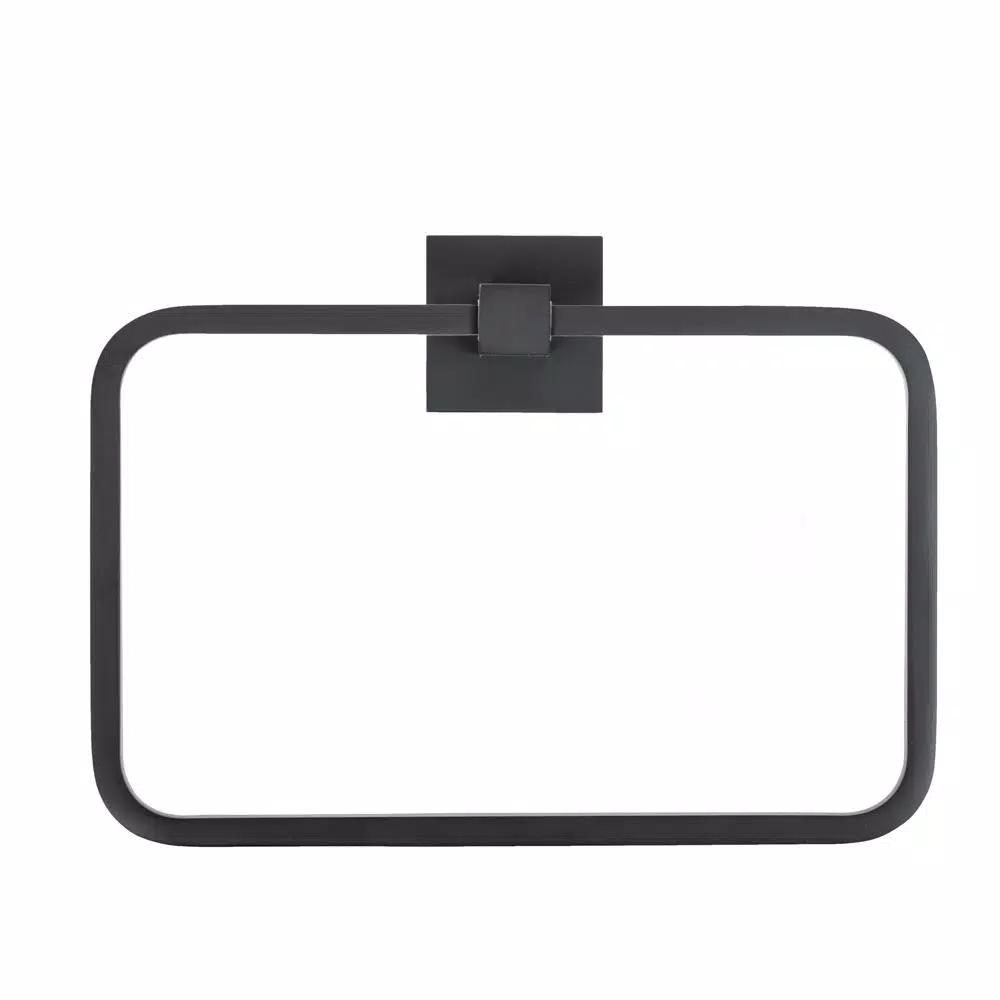 Italia Trieste Matte Black Wall Mount Towel Ring