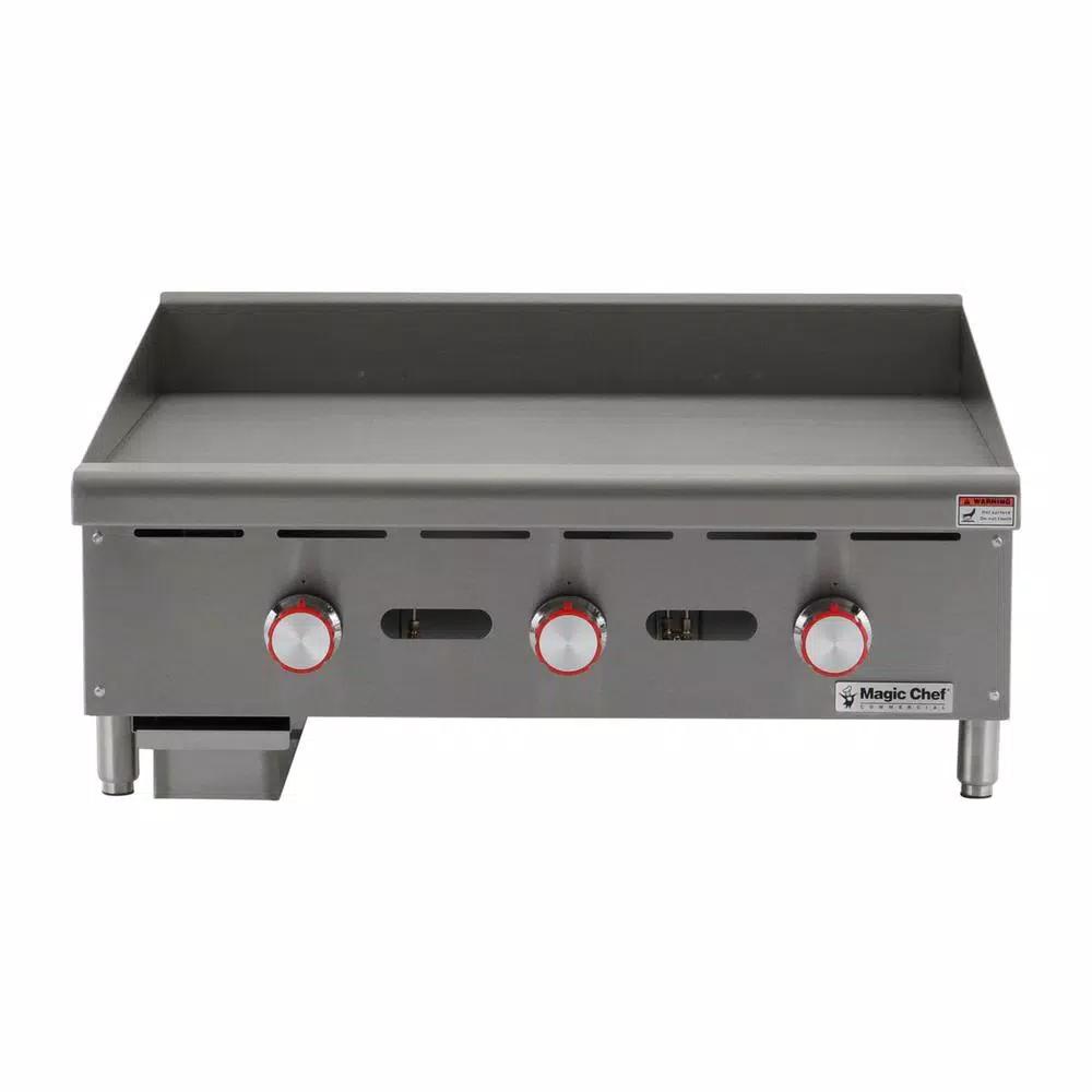 Magic Chef 36 in. Commercial Thermostatic Countertop Gas Griddle, Stainless Steel