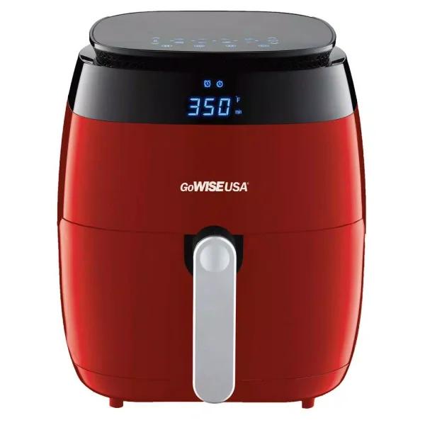 GoWISE USA 5 Qt. Air Fryer with Duo Touchscreen Display, 8 Presets, 1500W, Red