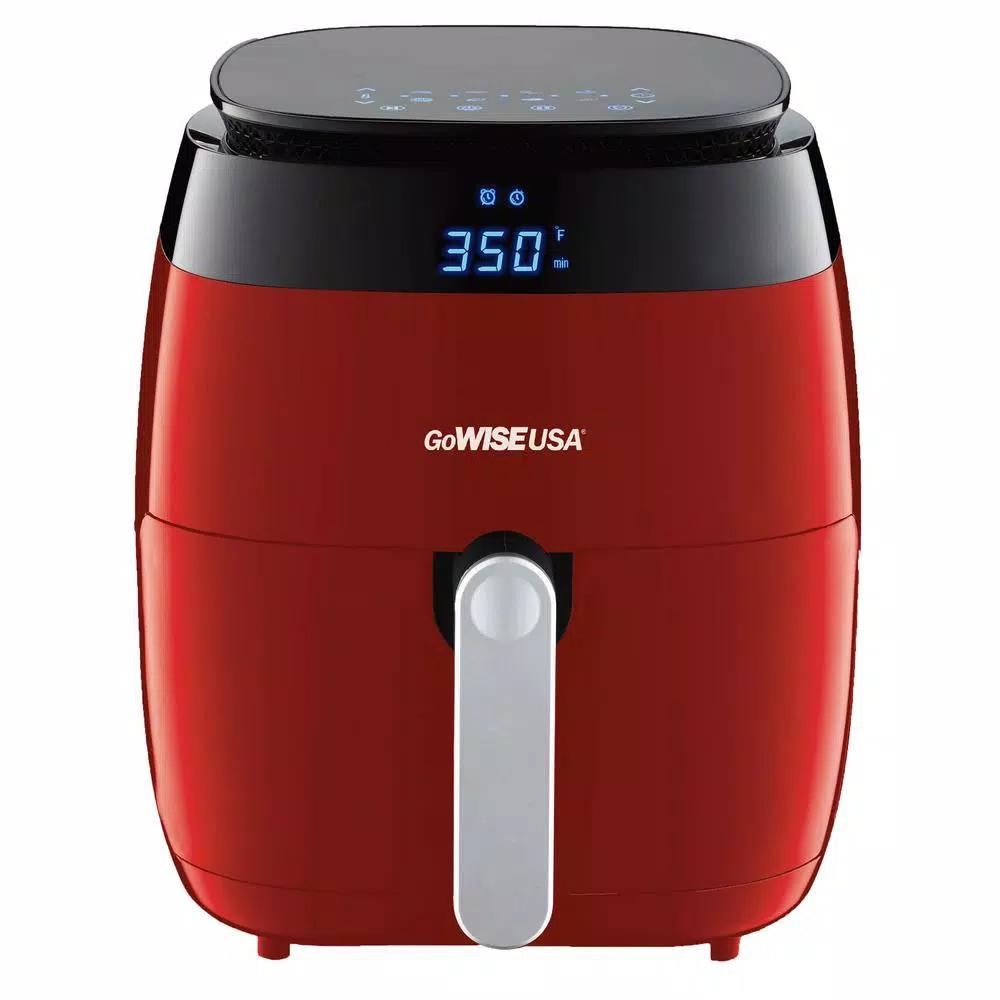 GoWISE USA 5 Qt. Air Fryer with Duo Touchscreen Display, 8 Presets, 1500W, Red