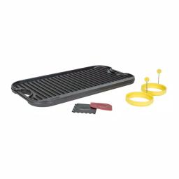 Lodge 5-Piece Reversible Cast Iron Stovetop Griddle Set with Egg Rings thumbnail 1