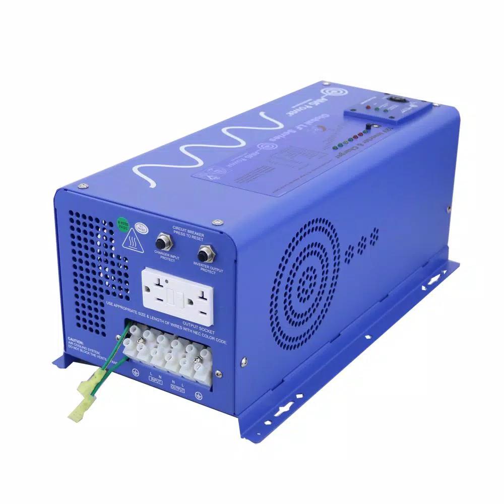 AIMS Power 2000-Watt Pure Sine Inverter Charger, 12V DC to 120V AC, 6000W Surge