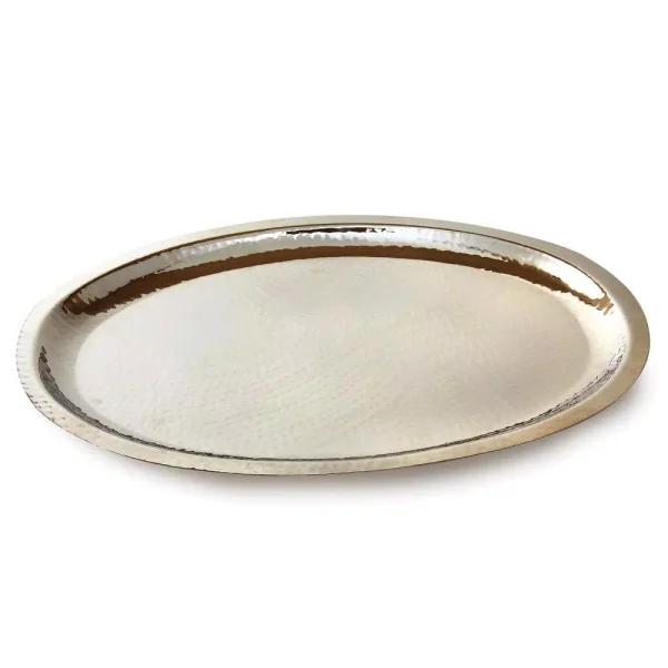 Elegance Hammered Stainless Steel Oval Serving Tray, 18 x 13.25 in