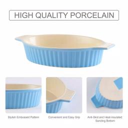 MALACASA 2-Piece Blue Oval Porcelain Bakeware Set, 12.75 in. and 14.5 in. Ceramic Baking Dishes thumbnail 6