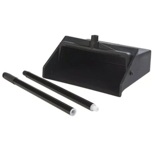 Carlisle 12 in. Black Lobby Dust Pan with 30 in. 2-Piece Metal Handle