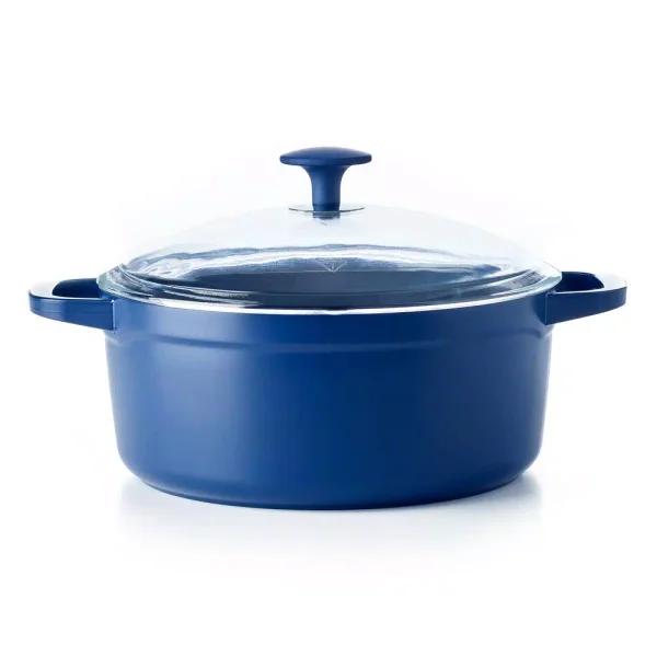 Blue Diamond 5.5 QT Blue Aluminum Nonstick Dutch Oven with Glass Lid