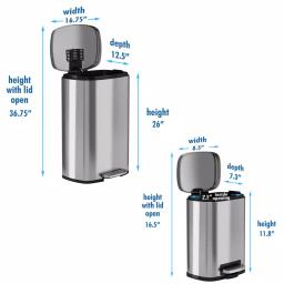 iTouchless SoftStep Stainless Steel Step Trash Can Combo Set, 13.2 Gal. & 1.32 Gal. thumbnail 6