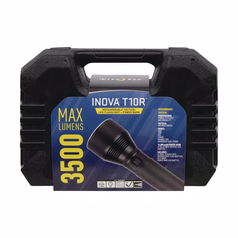 Nite Ize INOVA T10R Rechargeable Tactical LED Flashlight with 14,000mAh Power Bank