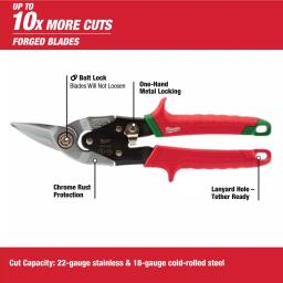 Milwaukee 10 in. Right-Cut Aviation Snips with Forged Serrated Blades thumbnail 2