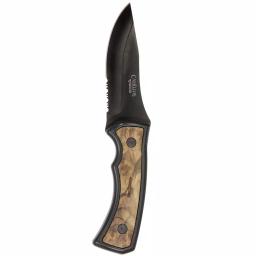 Camillus Mountaineer 4 in. Carbonitride Titanium Drop Point Fixed Blade Knife with Burlwood Accent Handle thumbnail 1