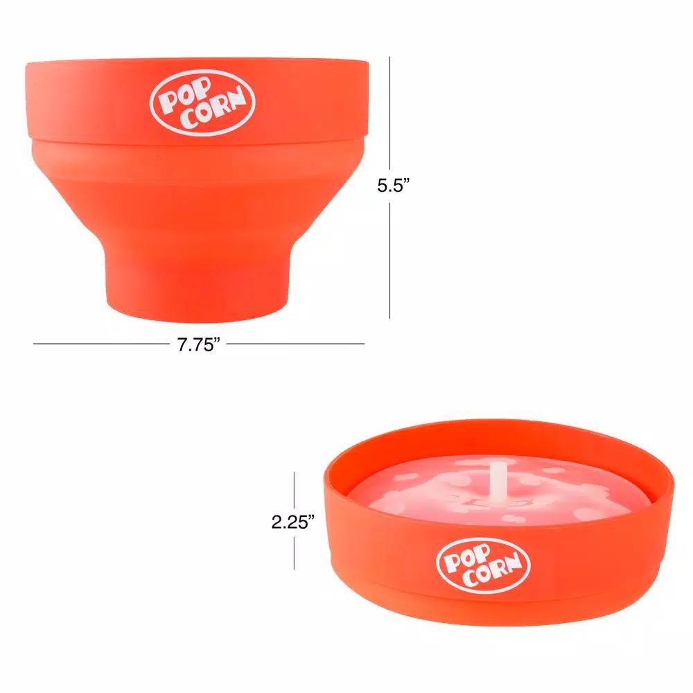 Chef Buddy Red Silicone Microwave Popcorn Popper Bowl, 80 oz Collapsible Design