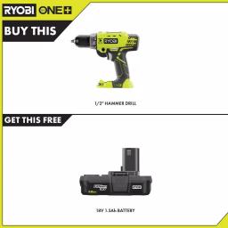 RYOBI 18V ONE+ 1/2 in. Cordless Hammer Drill/Driver Kit with 1.5 Ah Battery thumbnail 2