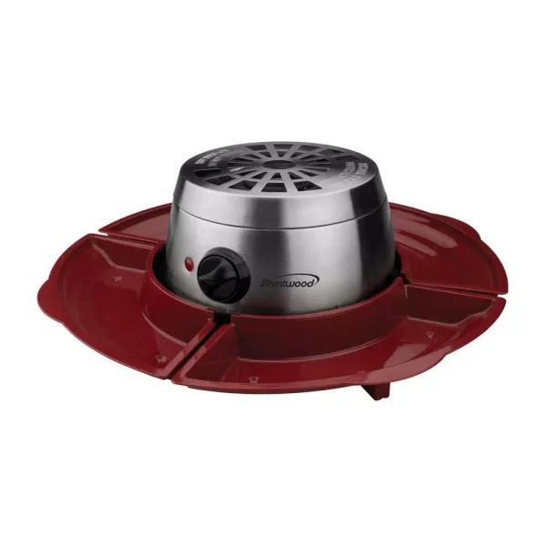 Brentwood Appliances Indoor Electric S'mores Maker with 4 Trays and 4 Roasting Forks, Silver/Red