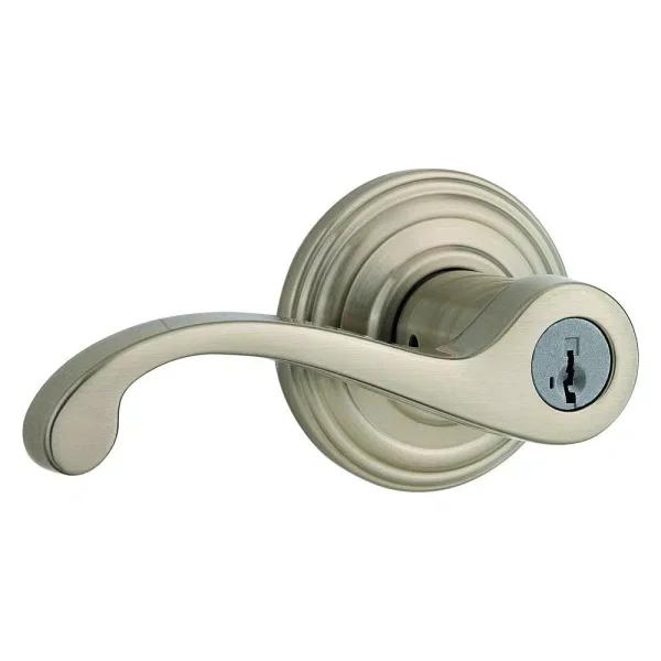 Kwikset Commonwealth Satin Nickel Exterior Entry Door Lever with SmartKey Security