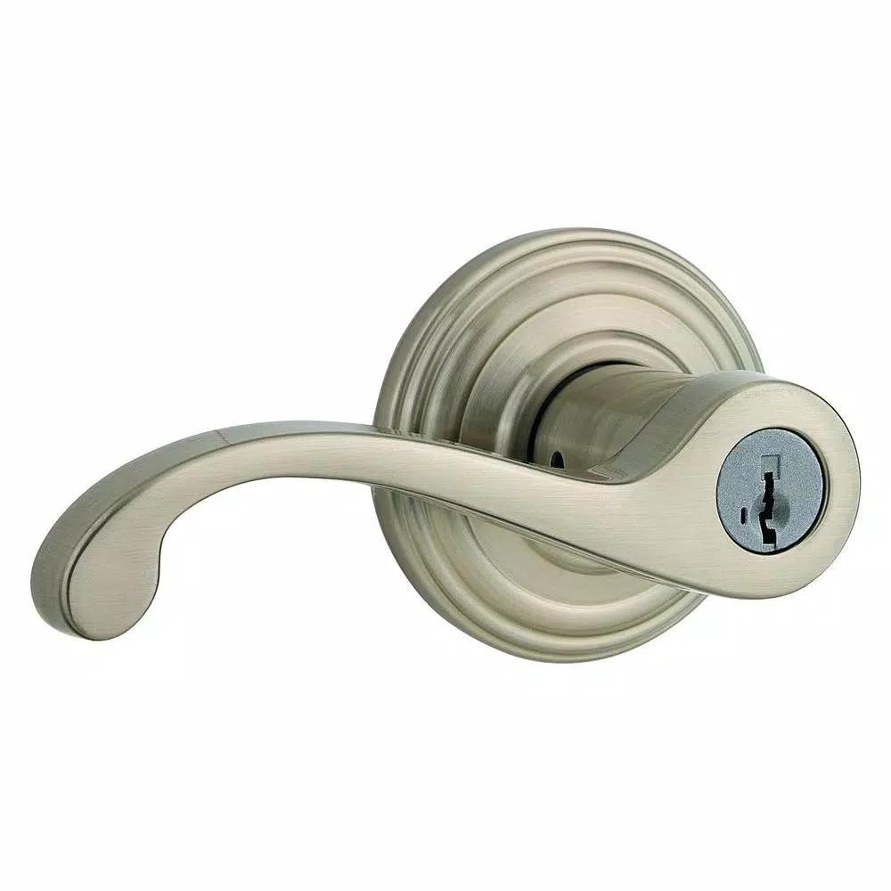 Kwikset Commonwealth Satin Nickel Exterior Entry Door Lever with SmartKey Security