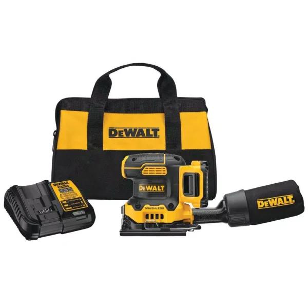 DEWALT 20V MAX XR Cordless Brushless 1/4 Sheet Variable Speed Sander Kit with 2.0 Ah Battery and Charger