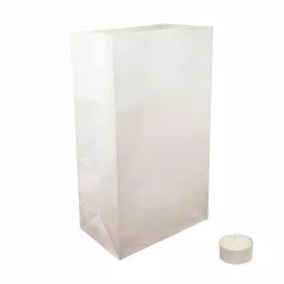 LUMABASE Luminaria Kit - 100 Flame Resistant White Paper Bags and Extended Burn Tea Light Candles thumbnail 1
