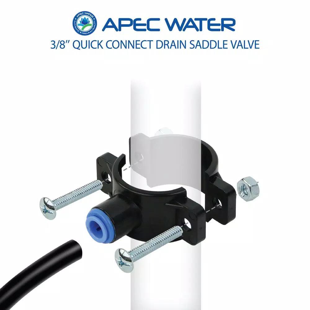 APEC Water Systems 3/8 in. Quick-Connect Drain Saddle Clamp for RO Systems, Fits 1-1/4 in. to 1-1/2 in. Drain Pipes