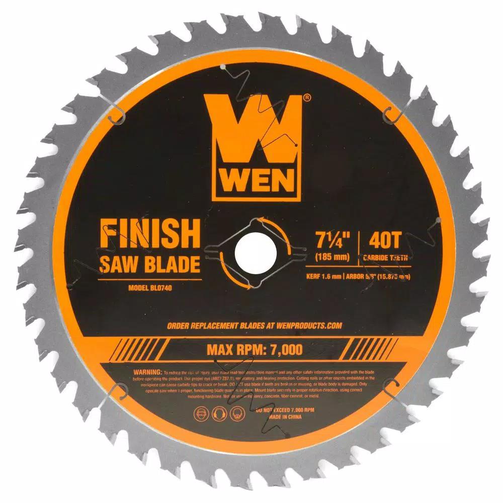WEN 7.25 in. 40-Tooth Carbide-Tipped Professional Finish Saw Blade for Miter and Circular Saws